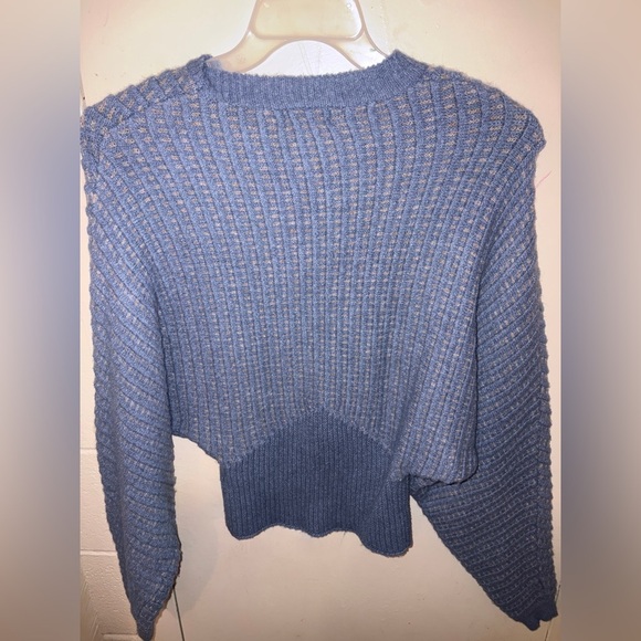 &merci Blue Ribbed Women's Sweater - Picture 3 of 4